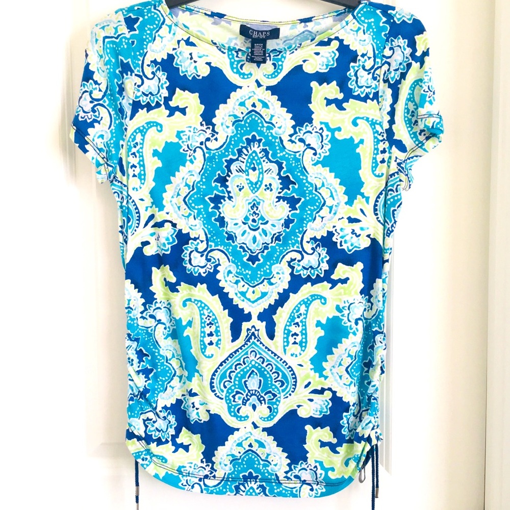 Chaps women’s cap sleeve blouse side strings small